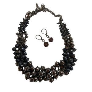 Lia Sophia Hematite Necklace & Earring Set